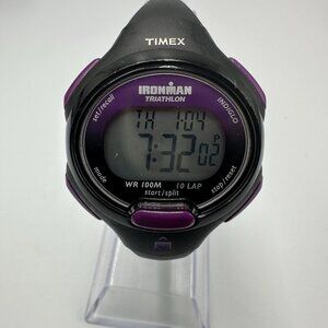 3/$30 Timex Ironman Triathlon Digital Watch Women Black Purple Water Resistant